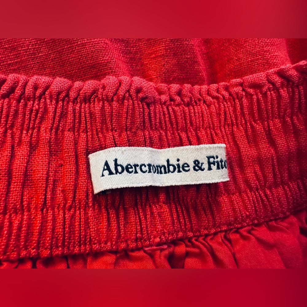 Abercrombie & Fitch Pink Linen Blend Maxi Skirt High Slit Elastic Waist Medium - Picture 3 of 9